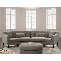 Amelie Button Tufted Curved Sectional Warm Gray - HOMES: Inside + Out