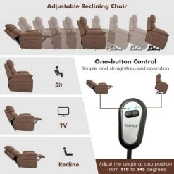 Costway Power Lift Recliner Chair Sofa For Elderly W/ Side Pocket & Remote Control GreyBrown -Online Furniture Store GUEST e591cfe2 9443 4523 be28 1841c721e596