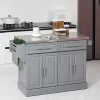 HOMCOM Rolling Kitchen Island With Storage, Portable Kitchen Cart With Stainless Steel Top, 2 Drawers, Spice, Knife And Towel Rack And Cabinets, Gray