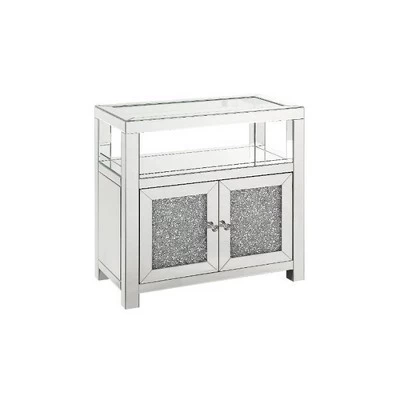 32" Noralie Cabinet Clear Glass/Mirrored/Faux Diamonds - Acme Furniture 4 32" Noralie Cabinet Clear Glass/Mirrored/Faux Diamonds - Acme Furniture - Image 4