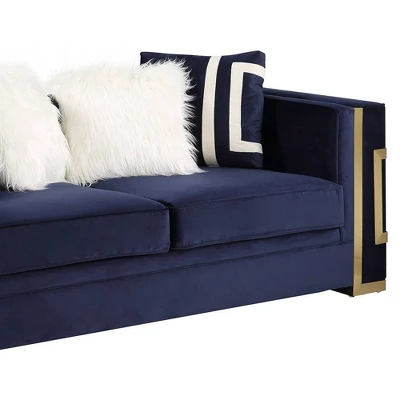 80" Virrux Loveseat Blue Velvet/Gold Finish - Acme Furniture 7 80" Virrux Loveseat Blue Velvet/Gold Finish - Acme Furniture - Image 7