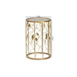 Anaya Glam Brushed Metal And Glass Leaf Accent End Table Gold - Baxton Studio -Online Furniture Store GUEST e7132e9a e691 4035 9632 80426faf13ad