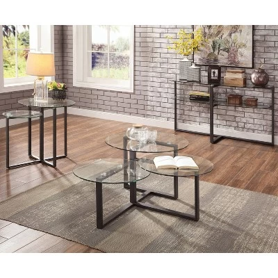 Muria Multi Top Design Sofa Table With A Glass Top Gun Metal - MiBasics 2 Muria Multi Top Design Sofa Table With A Glass Top Gun Metal - MiBasics - Image 2