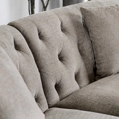 Amelie Button Tufted Curved Sectional Warm Gray - HOMES: Inside + Out 2 Amelie Button Tufted Curved Sectional Warm Gray - HOMES: Inside + Out - Image 2
