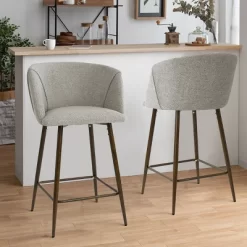 26" Chole Armrest Upholstered Counter Height Stool With Walnut Legs (Set Of 2)-Maison Boucle -Online Furniture Store GUEST e8916dde f4c5 4dcd ace9 1af047dc0b3f