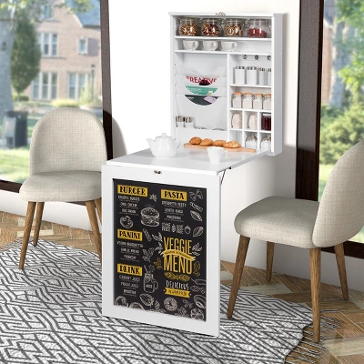 Tangkula Wall Mounted Table Fold Out Convertible Desk With Space Saver Chalkboard 1 Tangkula Wall Mounted Table Fold Out Convertible Desk With Space Saver Chalkboard