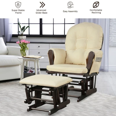 Costway Glider And Ottoman Cushion Set Wood Baby Nursery Rocking Chair 5 Costway Glider And Ottoman Cushion Set Wood Baby Nursery Rocking Chair - Image 5