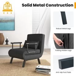 Costway Folding 6 Position Armchair Lounge Couch Convertible Sleeper Bed W/ Pillow Gray 15 Costway Folding 6 Position Armchair Lounge Couch Convertible Sleeper Bed W/ Pillow Gray -Online Furniture Store GUEST ea291c28 91dd 405d b145 ad3ce0d070cf