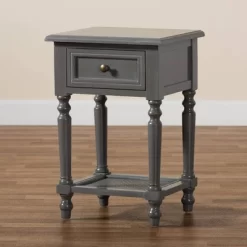 Sheldon Vintage Wood 1 Drawer Nightstand Gray - Baxton Studio -Online Furniture Store GUEST ea86097a da16 4de2 a98d 2de365cc62d9