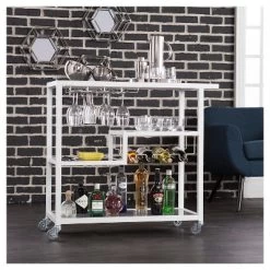 Online Furniture Store 16 Southern Enterprises Zephs Bar Cart White/Smoky Gray - Holly & Martin