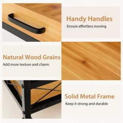 Costway 3-Tier Kitchen Cart Island Rolling Rack Serving Trolley Detachable Top & Glass Holder -Online Furniture Store GUEST eaba7631 7406 4408 8690 6b1b07ce9c3a