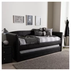 Twin Camino Modern And Contemporary Faux Leather Upholstered Daybed With Guest Trundle Bed - Baxton Studio 10 Twin Camino Modern And Contemporary Faux Leather Upholstered Daybed With Guest Trundle Bed - Baxton Studio -Online Furniture Store GUEST eae772a6 ece0 47e0 ba27 42d46d1808ea