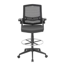 Drafting Stool With Flip Arms Mesh Black - Boss Office Products