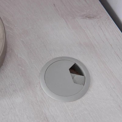 Ghally Locking Drawer L-Shape Desk With USB Ports White Oak - MiBasics 9 Ghally Locking Drawer L-Shape Desk With USB Ports White Oak - MiBasics - Image 9