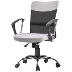 Vinsetto Mid Back Ergonomic Desk Chair Swivel Mesh Fabric Computer Office Chair With Backrest, Armrests, Rocking Function, Adjustable, Gray / Black -Online Furniture Store GUEST ed00010b 8e75 4704 bf62 284925124559