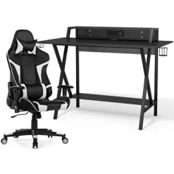Tangkula Gaming Desk& Massage Gaming Chair Set Gamer Workstation With Headphone Hook -Online Furniture Store GUEST ed85cde0 dcbc 43a3 aff7 3de732c57cdc