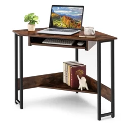 Costway Triangle Corner Computer Desk Small Space Study Desk Home Office W/Keyboard Tray -Online Furniture Store GUEST edfab5c4 edd4 4582 a02f 0405bab74bb4