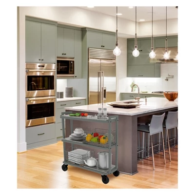 Cart System With Wheels 3 Tier Green - Atlantic 5 Cart System With Wheels 3 Tier Green - Atlantic - Image 5