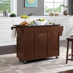 Eleanor Granite Top Kitchen Cart Mahogany/Black - Crosley -Online Furniture Store GUEST ee06e7ef 3277 46b4 b65d 0e274886fce9
