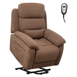 Costway Power Lift Recliner Chair Sofa For Elderly W/ Side Pocket & Remote Control GreyBrown -Online Furniture Store GUEST ee0b428c 0c1f 49b1 8274 403af6cde708