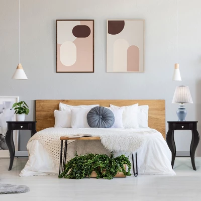 Costway 2PCS End Table Accent Side Table Nightstand W/ Drawer & Bottom Shelf 2 Costway 2PCS End Table Accent Side Table Nightstand W/ Drawer & Bottom Shelf - Image 2