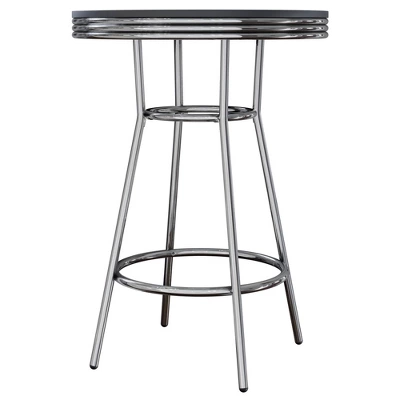 Summit Pub Table Bar Height Wood/Black/Bright Chrome - Winsome 1 Summit Pub Table Bar Height Wood/Black/Bright Chrome - Winsome