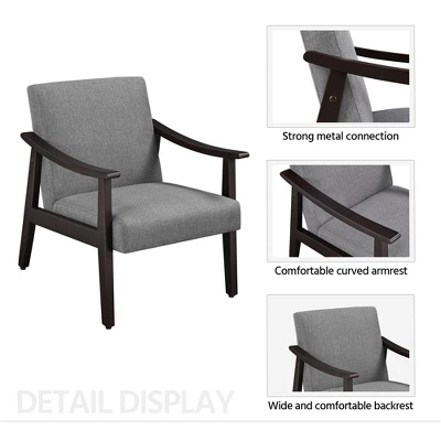 Yaheetech Fabric Accent Armchair With Rubber Wood Legs For Living Room Dark Gray 3 Yaheetech Fabric Accent Armchair With Rubber Wood Legs For Living Room Dark Gray - Image 3
