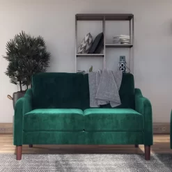 Penny 2 Seater Loveseat Sofa Green Velvet - Room & Joy