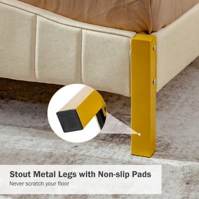 Costway FullQueen Size Upholstered Bed Frame Mattress Foundation Platform Quilted Headboard 7 Costway FullQueen Size Upholstered Bed Frame Mattress Foundation Platform Quilted Headboard - Image 7