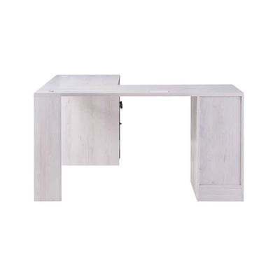 Ghally Locking Drawer L-Shape Desk With USB Ports White Oak - MiBasics 5 Ghally Locking Drawer L-Shape Desk With USB Ports White Oak - MiBasics - Image 5