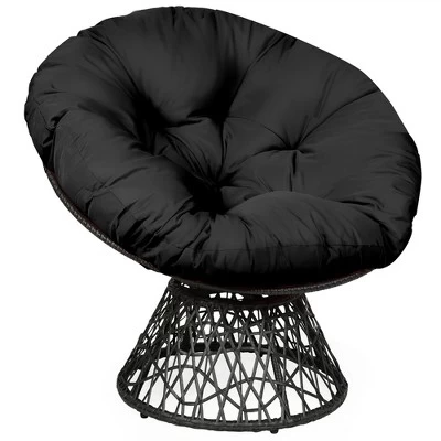 Costway Rattan Papasan Chair Ergonomic Chair 360-degree Swivel Soft Cushion Garden Red BlackGreen 10 Costway Rattan Papasan Chair Ergonomic Chair 360-degree Swivel Soft Cushion Garden Red BlackGreen - Image 10
