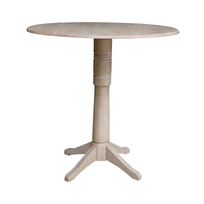 Alexandra Round Dual Drop Leaf Pedestal Table Washed Gray Taupe - International Concepts 10 Alexandra Round Dual Drop Leaf Pedestal Table Washed Gray Taupe - International Concepts - Image 10