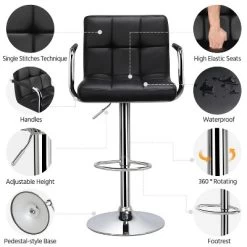 Yaheetech 2PCS Swivel Adjustable Bar Stools With Large Steel Pedestal Base For Bar Counter -Online Furniture Store GUEST f3a88adc 6370 4690 9e07 4414f0001317