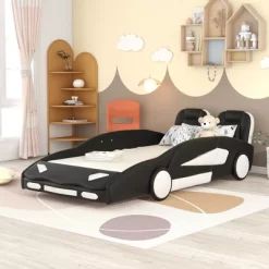 Twin Size Race Car-Shaped Platform Bed With Wheels-ModernLuxe -Online Furniture Store GUEST f4212127 dcb8 46ab b7b4 8bdef0a4d06f
