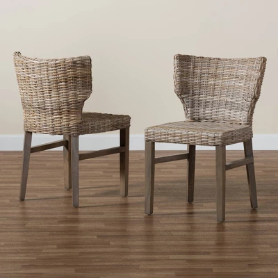 2pc Enver Rattan And Wood Dining Chair Set Natural/Brown - Bali & Pari 7 2pc Enver Rattan And Wood Dining Chair Set Natural/Brown - Bali & Pari - Image 7