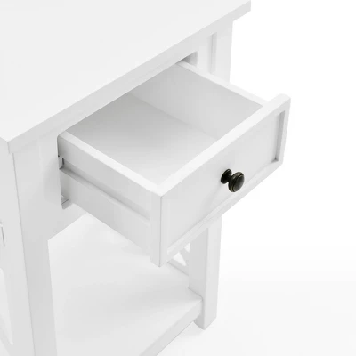 Middlebury Wood End Table With Drawer White - Alaterre Furniture 4 Middlebury Wood End Table With Drawer White - Alaterre Furniture - Image 4