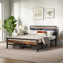 Costway Full/Queen Industrial Metal Platform Bed Frame Rustic Headboard Mattress Foundation -Online Furniture Store GUEST f67a3e94 2412 48ef a706 378cc2ceeab4