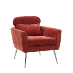 29.5" Modern Chenille Accent Armchair With Gold Metal Legs And Throw Pillow - ModernLuxe 17 29.5" Modern Chenille Accent Armchair With Gold Metal Legs And Throw Pillow - ModernLuxe -Online Furniture Store GUEST f69a8aca 1e81 410d 96f5 502760f4ddd4