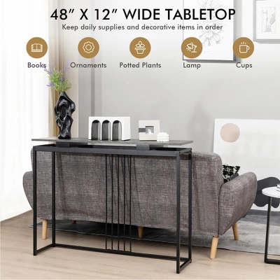 Costway Console Entrance Couch Table Narrow Faux Marble Top For Living Room, Hallway 8 Costway Console Entrance Couch Table Narrow Faux Marble Top For Living Room, Hallway - Image 8