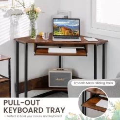 Costway Triangle Corner Computer Desk Small Space Study Desk Home Office W/Keyboard Tray -Online Furniture Store GUEST f8926d64 fa91 410c a22b 4fc52102d580