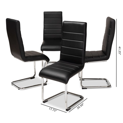 Set Of 4 Marlys Modern And Contemporary Faux Leather Upholstered Dining Chairs - Baxton Studio 4 Set Of 4 Marlys Modern And Contemporary Faux Leather Upholstered Dining Chairs - Baxton Studio - Image 4