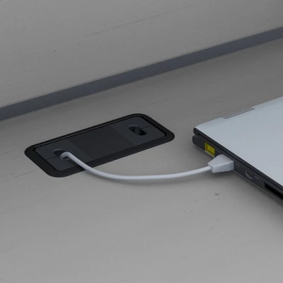 Salinas Computer Desk With Hutch Gray - Bush Furniture 4 Salinas Computer Desk With Hutch Gray - Bush Furniture - Image 4