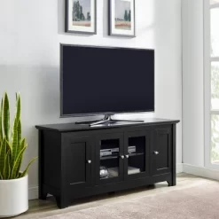 Closed Storage Wood TV Stand Console For TVs Up To 55" - Saracina Home