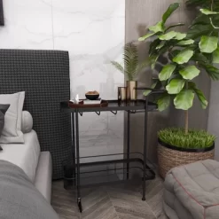 Contemporary Metal Bar Cart Black - Olivia & May -Online Furniture Store GUEST f952e86b 2baf 4cc8 8f4e 4b35d93b610f