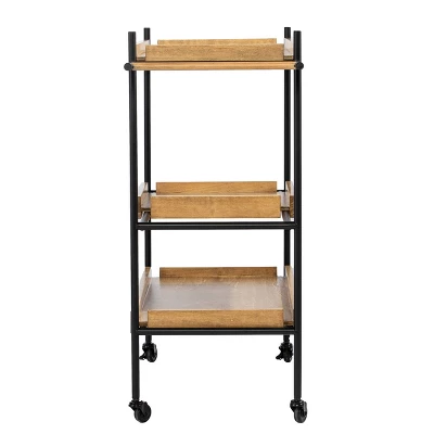 Jengarn Rolling Bar Cart Natural/Black - Aiden Lane 6 Jengarn Rolling Bar Cart Natural/Black - Aiden Lane - Image 6