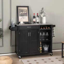 Costway Kitchen Island Cart Rolling Utility Trolley Stainless Steel Top Wine Rack 13 Costway Kitchen Island Cart Rolling Utility Trolley Stainless Steel Top Wine Rack -Online Furniture Store GUEST faea066d d095 4f77 a58c 52a44eec2cc6