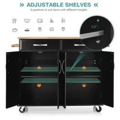 Costway 4-Door Rolling Kitchen Island Cart Buffet Cabinet W/ Towel Racks Drawers WhiteBlack -Online Furniture Store GUEST fe18de88 28e3 4adb b618 252e947ed838