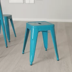 Merrick Lane Set Of 4 Sloane 18" High Backless Stacking Dining Stools With Durable Metal Frame