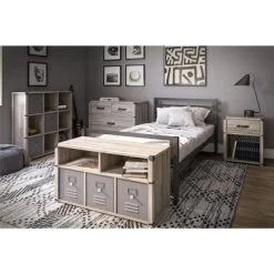 Little Seeds Nova 4 Drawer Storage Dresser With Leather Drawer Pulls, Gray Oak -Online Furniture Store GUEST feadcc20 2b2b 4871 9144 c9049d7f5463