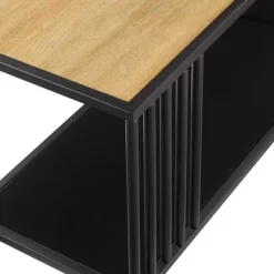 55.5" Modern 4 Shelf With Metal Bar Room Divider Bookcase Coastal Oak/Black - Saracina Home -Online Furniture Store GUEST ffa6e104 97bb 4319 b27b 600bbe750d80